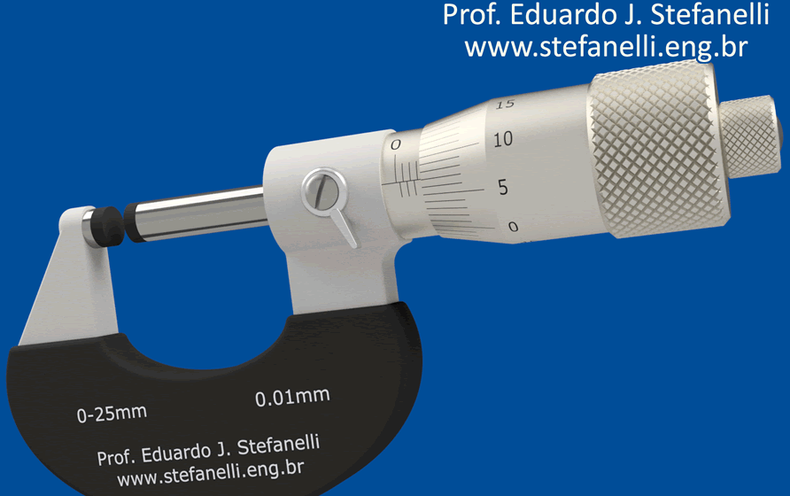 Micrômetro em milímetro resolução centesimal Prof. Eduardo J. Stefanelli - www.stefanelli.eng.br